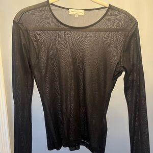 Anne Fontaine Black Sheer Long Sleeve Top